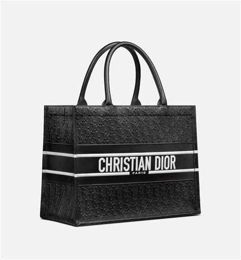 Black Dior Oblique Embossed Calfskin Dior Book Tote